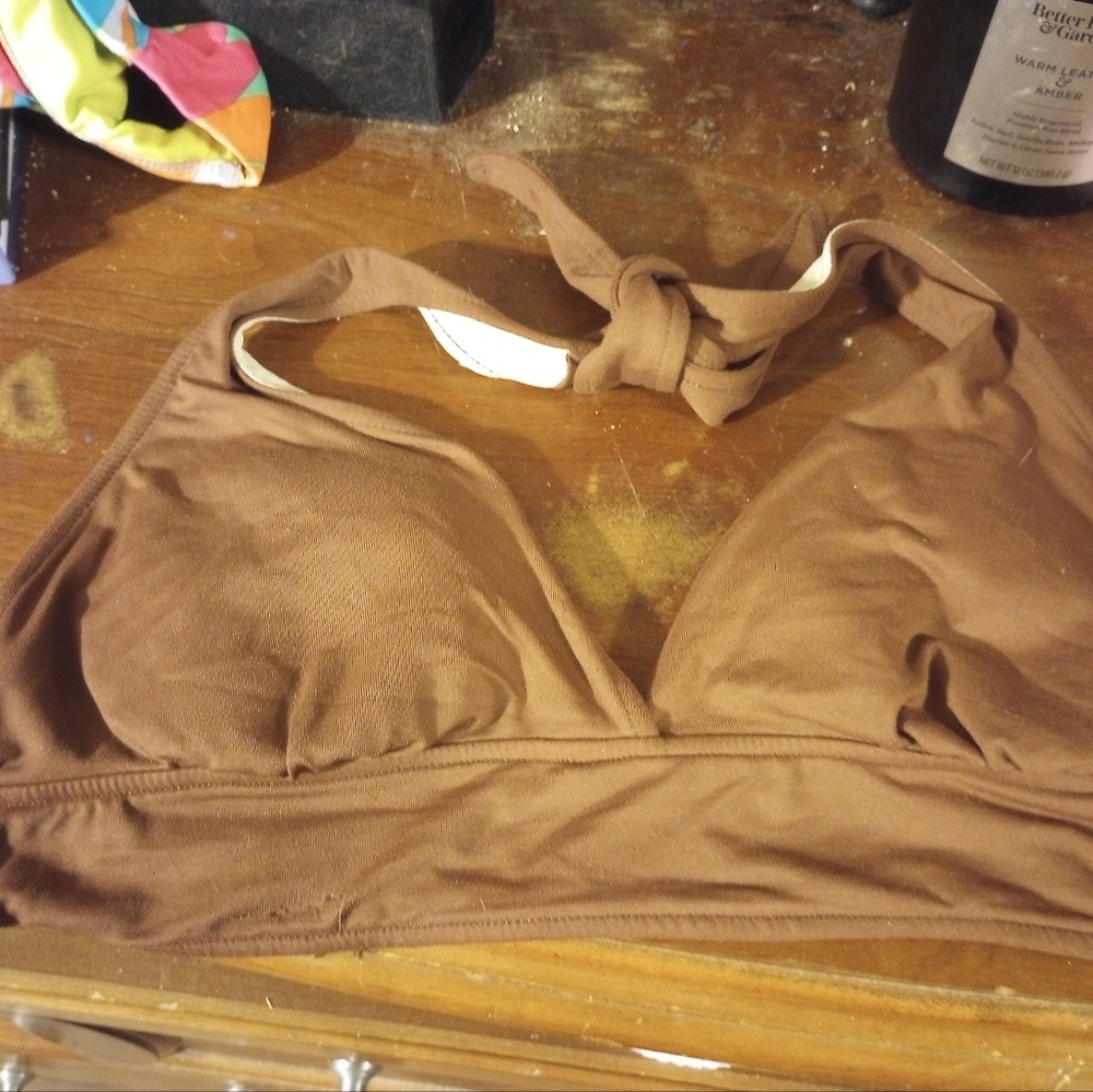 Brown Halter Bralette Swim Top